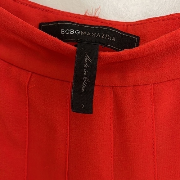 BCBG MAX AZRIA BRIGHT POPPY BONITA PLEATED MIDI CHIFFON SKIRT size 0 - Picture 8 of 13